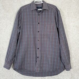 Zegna Sport Men Plaid Button‎ Up Shirt Size XL Long Sleeve Smart Casual Office